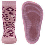 Antislipsokken Ewers Kindermaat - Oudroze met Luipaardvlek Hartvormig Design Paars & Creme - Siliconenzool