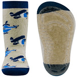Antislipsok Ewers Blauwe Helikopters en Dubbeldekker Vliegtuig - Beige met Donkerblauw