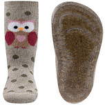 Antislipsok Ewers Uiltje met Roze Hartje en Groene Stippen - Ecru/Beige