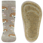 Antislipsokken Ewers Kindermaat - Zandkleurig met Egeltjes en Roze Paddenstoelen - Siliconenzool