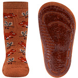 Antislipsokken Ewers Kindermaat - Oranje/Bruin met Eekhoorns Bladeren & Nootjes - Siliconenzool