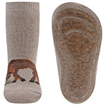 Antislipsokken Ewers Kindermaat - Beige met Paard Donkerbruin Grazend - Siliconenzool