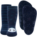 Dubbelpak Antislipsokken met Noppen - Blauw met Dinosaurus en Blauw met strepen