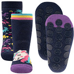 Antislipsok Donkerblauw Noppen - Dubbelpak - Gekleurde Eenhoorns/Eenhoornhoofd - Ewers