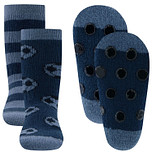Antislipsok Ewers 2-Pack - Voetballen & Strepen - Set van 2 Paar - Blauw met Grijsblauw - Antislipnopjes