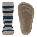 Antislipsokken Ewers Kindermaat - Beige met Donkerblauwe Banen - Elastisch - Siliconenzool