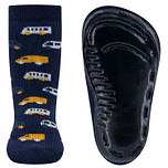Antislipsokken Ewers Kindermaat - Donkerblauw met Bussen & Vrachtauto Grijs & Oker & Blauw - Siliconenzool