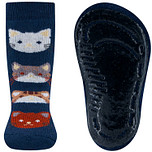 Antislipsokken Ewers Kindermaat - Donkerblauw met Poezen Hoofden Grijs & Bruin & Roodbruin - Siliconenzool