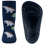 Antislipsokken Ewers Kindermaat - Donkerblauw met Dinosaurussen Grijs&Groen  - Siliconenzool