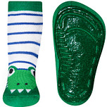 Antislipsok groen gestreept met krokodil 