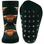 Antislipsok Donkergroen Schotse Hooglander Koe - Ewers - GOTS biologisch katoen