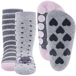 Dubbelpak Antislipsokken met Noppen - Grijs met muisje en Grijs met strepen