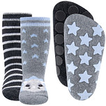 Dubbelpak Antislipsokken met Noppen - Grijs met Dinosaurus en Grijs met strepen
