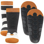 Antislipsok Pinguinhoofd Donkergrijs Noppen - Dubbelpak - Pinguin/Strepen - Ewers