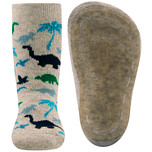 Antislipsok Ewers Lichtgrijs met Dinosaurussen in Aqua-Blauw-Groen