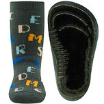 Antislipsok Ewers Donkergrijs met Gekleurde Letter in Lichtblauw-Okergeel-Wit-Helderblauw