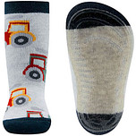 Antislipsok Ewers - Lichtgrijs en Donkerblauw met Gekleurde Trekkers - Tractors