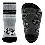 Antislipsok Ewers - Voetballen - Lichtgrijs/Zwart/Wit - Strepen en Sportrib - Siliconenzool