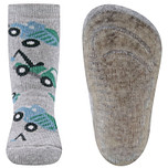 Antislipsokken Ewers Kindermaat - Lichtgrijs met Kiepwagens & Takelwagens - Siliconenzool