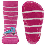 Antislipsok Ewers - Fuchsia Roze met Witte Strepen - Lichtblauwe Rollerskates