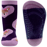 Antislipsok Ewers - Paars met Bruine Hertjes op Roze Harten