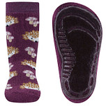 Antislipsokken Ewers Kindermaat - Paars met Egeltjes en Paddenstoelen - Siliconenzool