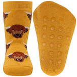 Antislipsok Geel Schotse Hooglander Koe - Ewers - GOTS Biologisch Katoen