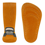 Antislipsokken Ewers - Okergeel met Blauwe Trekker Front - Elastisch - Siliconenzool