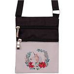 Schoudertasje zwart met eenhoornhoofd en krans - 15x19cm