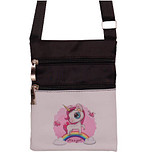 Schoudertasje zwart met eenhoorn en regenboog "Its a girl!" - 15x19cm