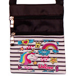 Schoudertasje wit met zwarte strepen Unicorn - 18x14xm