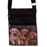 Schoudertasje - Honden Jonge Golden Retreivers - Zwart - Verstelbaar - 19x14,5cm