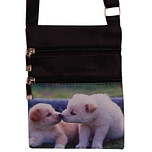 Schoudertasje - Schattige Puppies Honden - Zwart - Verstelbaar - 19x14,5cm