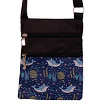 Schoudertasje - Dolfijn Geanimeerd Kroontje Onderwaterleven - Koraal & Zeesterren - Zwart - Verstelbaar - 19x14,5cm