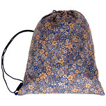 Trekkoordtas blauw met gekleurde bloemetjes - 26x35 cm