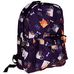 Rugtas blauw "cats" met gekleurde katten - 33x45x12cm