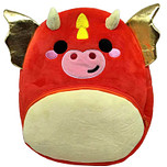 Rugzak Kindermaat - Draak Roscoe - Rood/Goud - Adoramagic - Pluche - 30x23x10cm