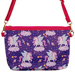 Schoudertasje Eenhoorn op Wolk Paars met Ruimteachtergrond - 25x17cm