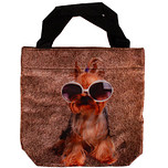 Schoudertasje/Handtasje met Yorkshire Terrier met zonnebril - 21x21cm