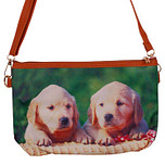 Schoudertasje 2 Puppy's in mand - 25x17cm