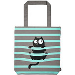 Tas Ed the Cat - Groot - Grijs/Turquoise - Katoen - 39x42cm