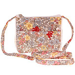 Mini schoudertasje wit met gekleurde bloemetjes - 11x10 cm