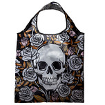 Opvouwbaar tasje Schedel en Oranje Rozen - Zwart - 39x38cm