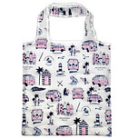Opvouwbare Boodschappentas VW T1 Bus Volkswagen Exlore More Beach Life - Roze - Originele Licentie - 37x37x0,1cm(Tas)/10x9x2cm(Zak)