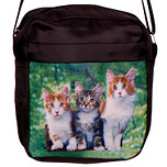 Schoudertasje met 3 gevlekte katten - 18x18x4cm