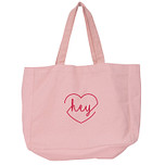 Grote tas - 'Hey'  in Hart - Biologisch Katoen - 48x14x42cm