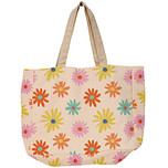 Grote tas - Gekleurde Margrieten/Bloemen - Biologisch Katoen - 48x14x42cm