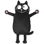 Kruikzak Ed the Cat - Zwart Pluche - Natuurlijk Rubber - 36x19cm