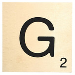 Houten Bordje 10x10x0.5cm - G - Zwarte Letter/Woordwaarde - Onbehandeld - Onderzetter/Homedeco