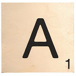 Houten Bordje 10x10x0.5cm - A - Zwarte Letter/Woordwaarde - Onbehandeld - Onderzetter/Homedeco